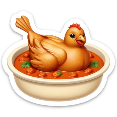 Cinematic Realistic Butter Chicken Dish Emoji, depicted with tender chicken simmered in a creamy tomato‚Äêbased sauce rendered with rich textures and dynamic, appetizing lighting. sticker