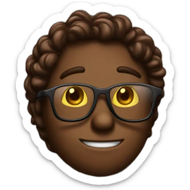 A chocolate colored doodle wearing a suit and glasses on the stand in court sticker