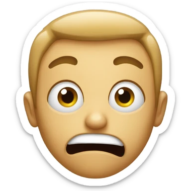 regular emoji, mouth open in shock furrowed brows sticker