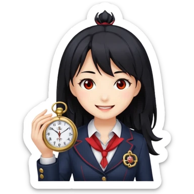 "Cute stylized emoji of Kurumi Tokisaki from Date A Live, smiling happily.  sticker