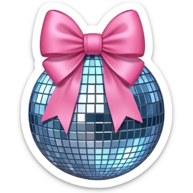 Disco ball with pink bow sticker