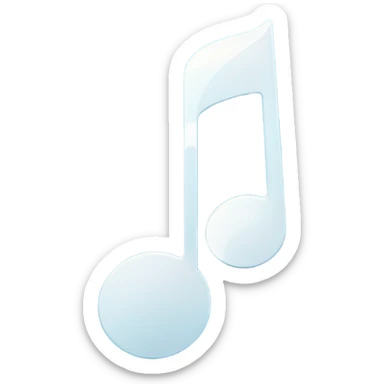 A minimalist and modern white music note icon on a smooth circular background with a vibrant blue and turquoise gradient. Ultra-high resolution, vector style, sharp edges, studio lighting, 4k, smooth texture, flat design, high quality, crisp details sticker