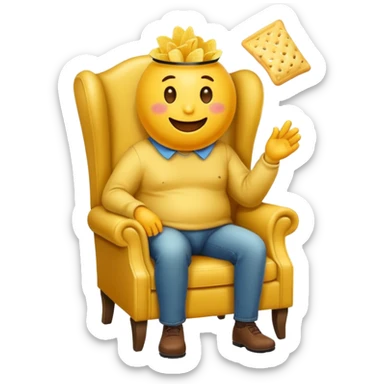 emoji gros assis sur un fauteuil en mangeant des chips sticker