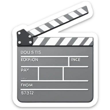 minimalist movie clapperboard with single diagonal line and thin geometric outline sticker