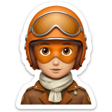 renard aviateur, casque en cuir vintage, écharpe blanche, blouson aviateur sticker