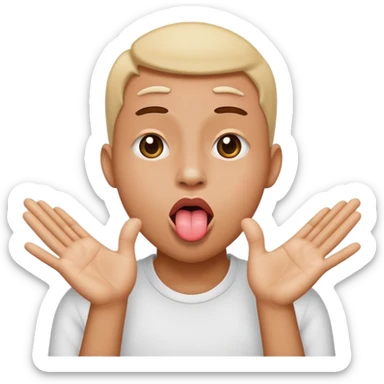 Tounge out with hands to the side sticker