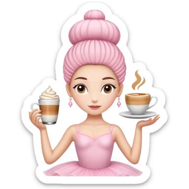 Ballerina with a cappuccino on her head with a pink tutu sticker