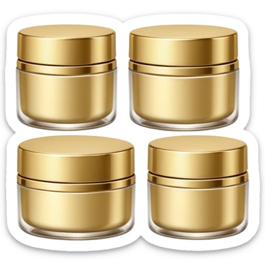 PVarios rodutos de beleza com tampa dos potes dourados e fundo transparente pra usar como figurinha sticker