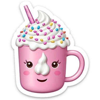 Make a pink unicorn hot cocoa sticker