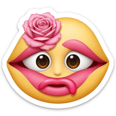 Je voudrais un emoji, yeux légèrement plissés, bouche qui fait une bise serrée avec des petits plis autour des lèvres sticker