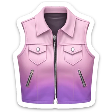 Realistic pastel pink to pastel purple ombre crop top zippered leather vest. sticker