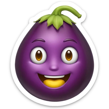 Un emoji jaune avec une aubergine sticker