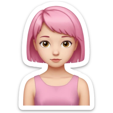Un emoji de una. Chica adolescente vestido rosado pelo corto casi por los hombros sticker