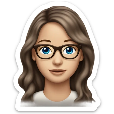 Photo Jennifer Lawrence with blue eyes glasses and long chocolate coloured hair sticker