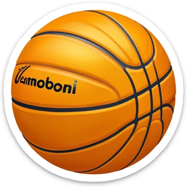 shiny golden basketball with orange seams, metallic gold material, reflective surface sticker