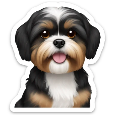 black and tan shih tzu maltese mix black head fur no white fur sticker