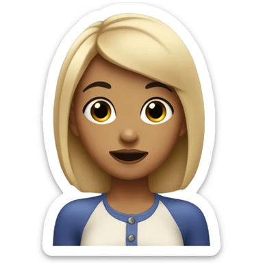 tan girl with short black bangs eating blueberries sticker