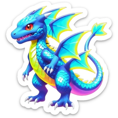 Neon Vibrant Pulsating Trail-glowing Chromatic Pokémon-Fakémon-Digimon-Creature, (full body) sticker