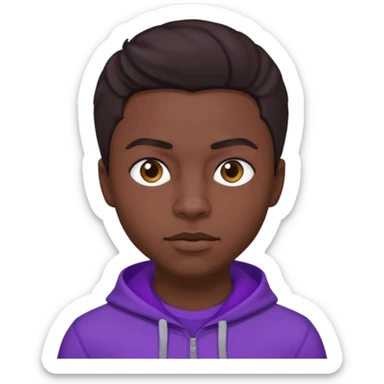 Quincy Brown with dark brown hair, purple outfit sticker