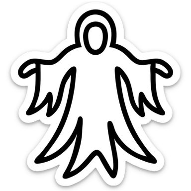 minimalistic icon of dementor, shadowy figure, flowing robes, simple and clean lines sticker