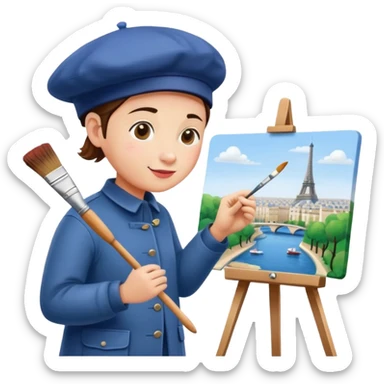artist in paris painting a SPAM landscape  sticker