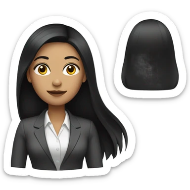 business woman long straight black hair sticker