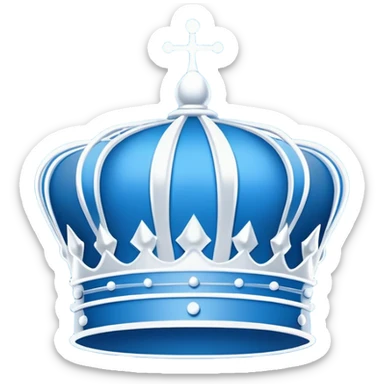 side view of a plain blue blueprint plan with a simple sketch of a crown in white lines sticker