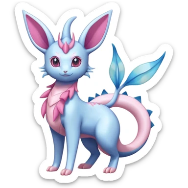 Shiny Cute Milotic-Sylveon-Espeon-Vaporeon-Dragonair-Pokémon-hybrid-fusion full body sticker