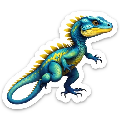  Cool Edgy blue-yellow-black-gradient ethereal badass Reptile-Vernid-Trico-animal-creature full body  sticker