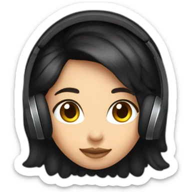 Emojis para chicas y chicos gamer color de cabello negro con auriculares tono de piel blanca para tiktok sticker