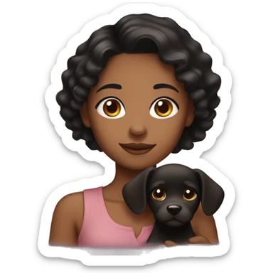 Black hair gurl with brown puppy sticker