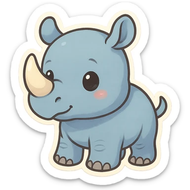 cute blue baby rhinoceros sticker