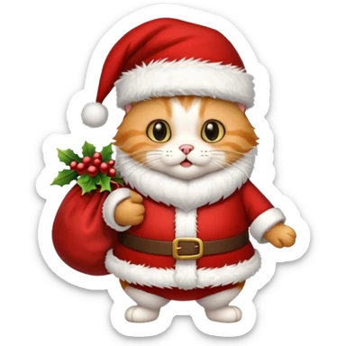 A cat dressed as Santa Claus and New Year 2026 sticker