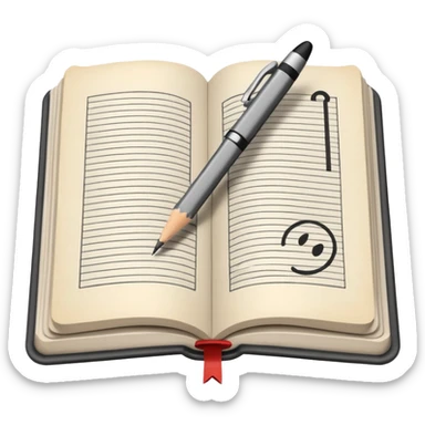 pen book with a pencil in the margins sticker