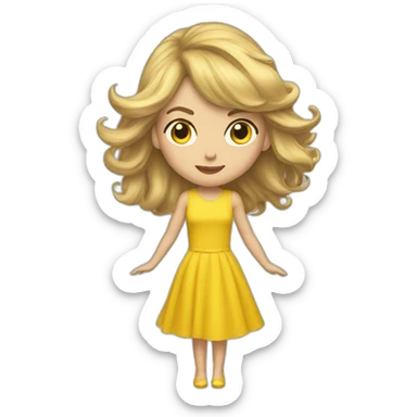 Taylor swift with a yellow dress and hair in the wind sticker