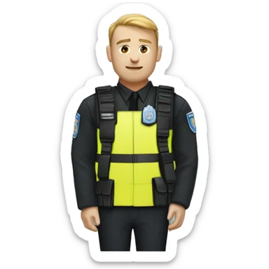 policeman black bullet proof vest helmut lang sticker