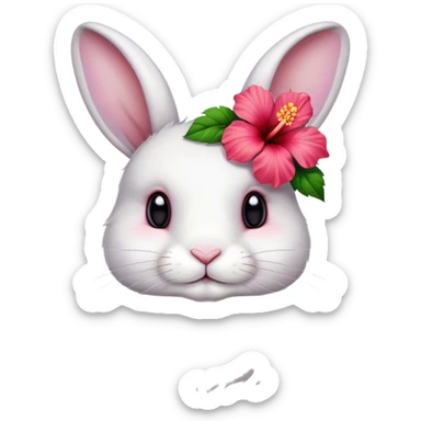 Bunny with hibiscus flower in hair  sticker