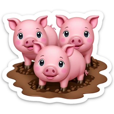 3 piggies in mud  sticker
