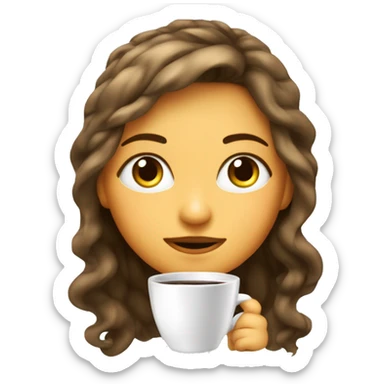 Chica blanca ojos claros medio verdes y cabello coló miel con ondas tomando café  sticker