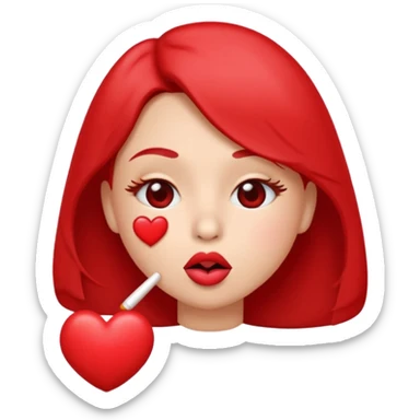 Emoji, face blowing a kiss, puckered lips, small heart sticker
