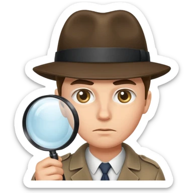 a detective leaning and looking at something with magnifying glass sticker
