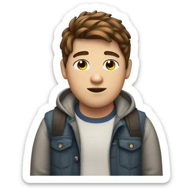 Teenage boy with brown hair who is overweight  sticker