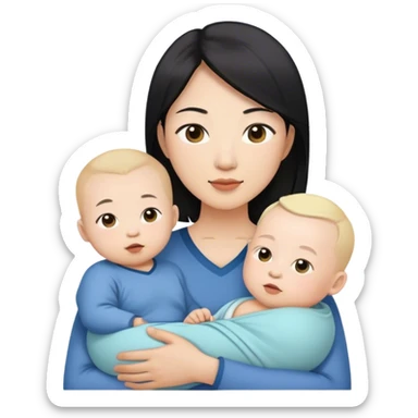 Asian mom, White dad with their baby boy sticker