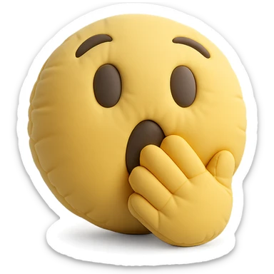 surprised face with hand over mouth, cushion style sticker