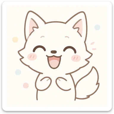 white anime wolf laughing, expressive face, clean background sticker