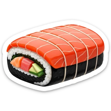 Japanese cuisine humanless avatar in minimalist emoji-style illustration. Sushi , clean lines, red white colors, flat design, calm and modern. sticker