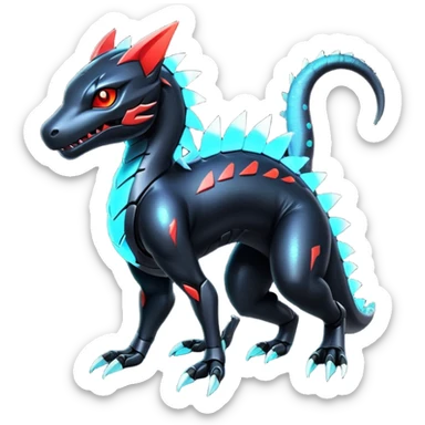 Modern Futuristic Iridescent Cyber-Salandit-Litten-Hybrid (Full body) sticker