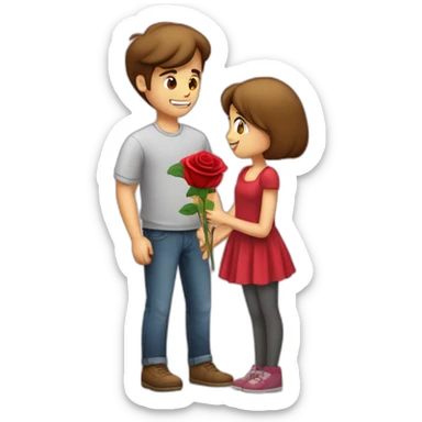 A guy giving an rose to girl asking to be my girlfriend sticker