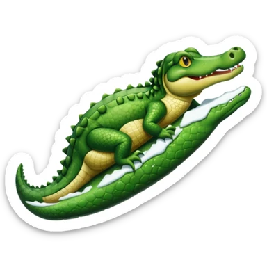 alligator sliding down snowy hill sticker