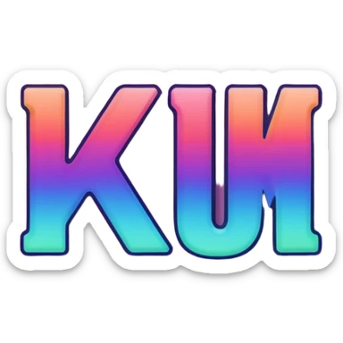 The name 'Kálmán' in a modern, colorful gradient font with a dark outline, dynamic, slanted or partial underline, in the style of reference patterns. sticker